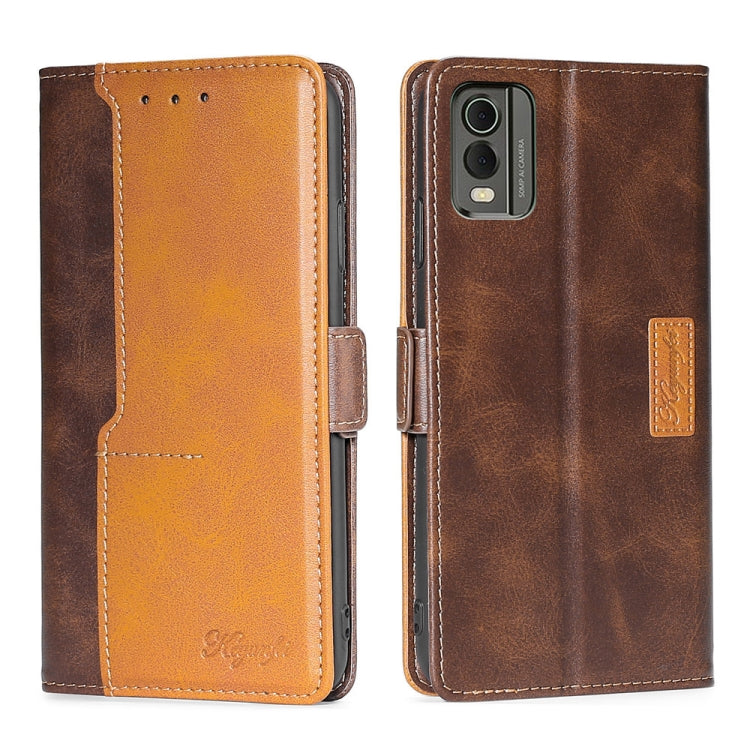 Contrast Color Side Buckle Leather Phone Case