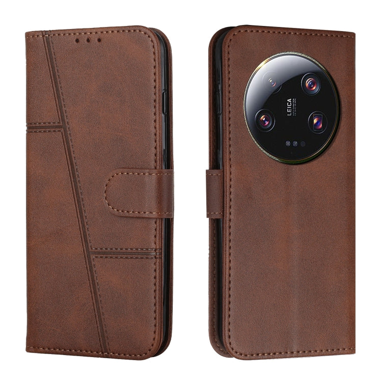 Stitching Calf Texture Buckle Leather Phone Case