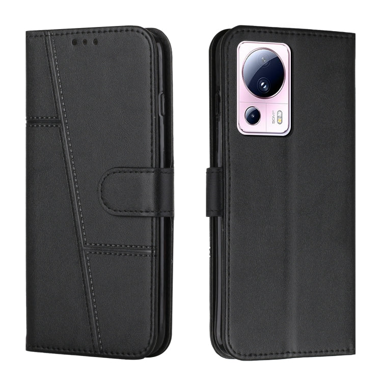 Stitching Calf Texture Buckle Leather Phone Case
