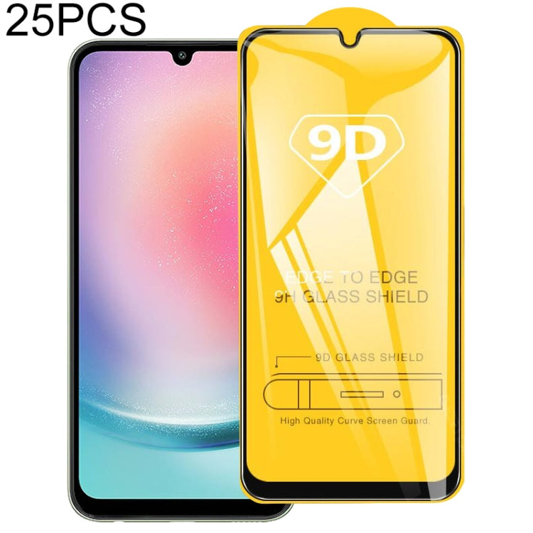 25pcs 9D Full Glue Full Screen Tempered Glass Film, For Samsung Galaxy A14 4G(25pcs), For Samsung Galaxy A14 5G(25pcs), For Samsung Galaxy A24 4G(25pcs), For Samsung Galaxy A24 5G(25pcs), For Samsung Galaxy A34 5G(25pcs)