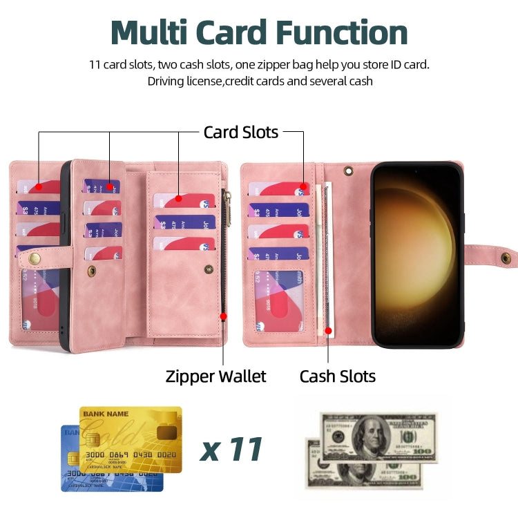 Zipper Wallet Magnetic Detachable Leather Phone Case, For Samsung Galaxy S23 5G, For Samsung Galaxy S23+ 5G, For Samsung Galaxy S23 Ultra 5G, For Samsung Galaxy S22 5G, For Samsung Galaxy S22+ 5G, For Samsung Galaxy S22 Ultra 5G, For Samsung Galaxy S21...