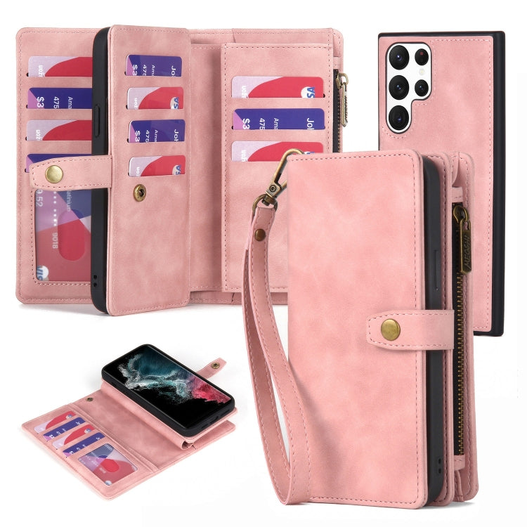 Zipper Wallet Magnetic Detachable Leather Phone Case, For Samsung Galaxy S23 5G, For Samsung Galaxy S23+ 5G, For Samsung Galaxy S23 Ultra 5G, For Samsung Galaxy S22 5G, For Samsung Galaxy S22+ 5G, For Samsung Galaxy S22 Ultra 5G, For Samsung Galaxy S21...