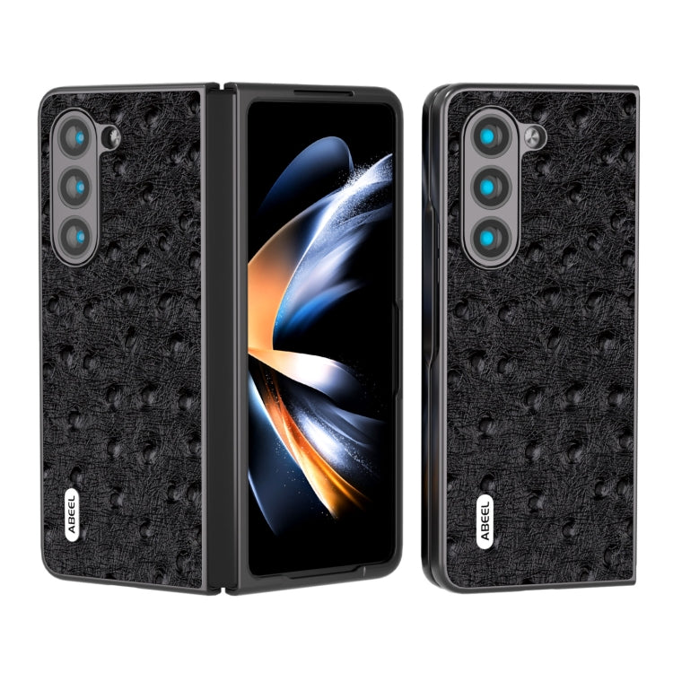 ABEEL Genuine Leather Ostrich Texture Phone Case, For Samsung Galaxy Z Flip6 / Flip7 FE, For Samsung Galaxy Z Fold6, For Samsung Galaxy Z Fold5, For Samsung Galaxy Z Flip5