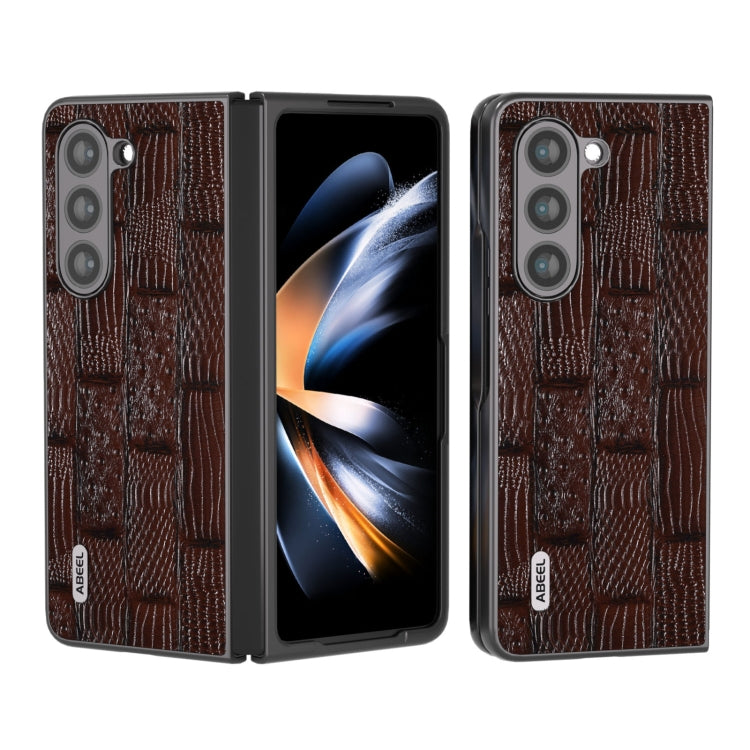 ABEEL Genuine Leather Mahjong Texture Series Phone Case, For Samsung Galaxy Z Flip5, For Samsung Galaxy Z Fold5