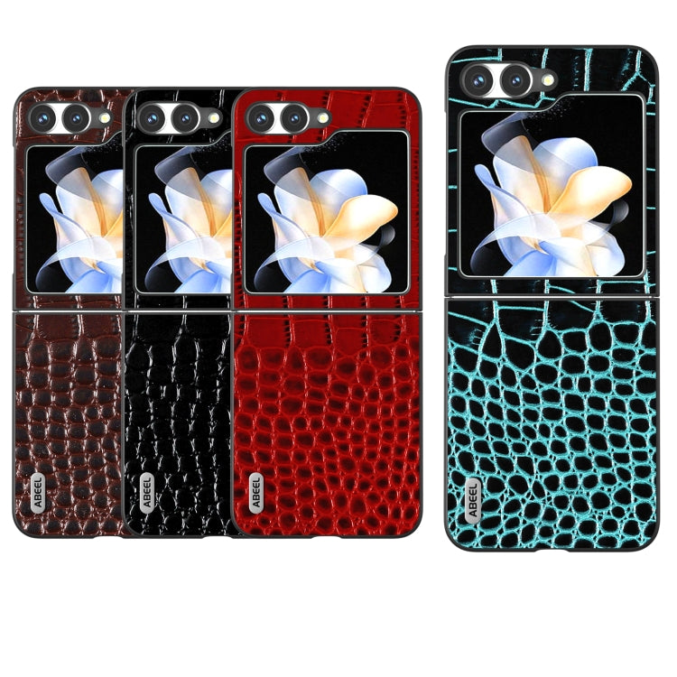 ABEEL Genuine Leather Crocodile Pattern Black Edge Phone Case, For Samsung Galaxy Z Flip6 / Flip7 FE, For Samsung Galaxy Z Fold6, For Samsung Galaxy Z Fold5, For Samsung Galaxy Z Flip5