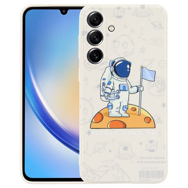 Astronaut Pattern Silicone Straight Edge Phone Case