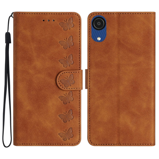 Seven Butterflies Embossed Leather Phone Case, For Samsung Galaxy A04 Core, For Samsung Galaxy A05, For Samsung Galaxy S24+ 5G, For Samsung Galaxy A04s, For Samsung Galaxy S23 FE 5G, For Samsung Galaxy A10 / M10, For Samsung Galaxy A12 5G��������������...