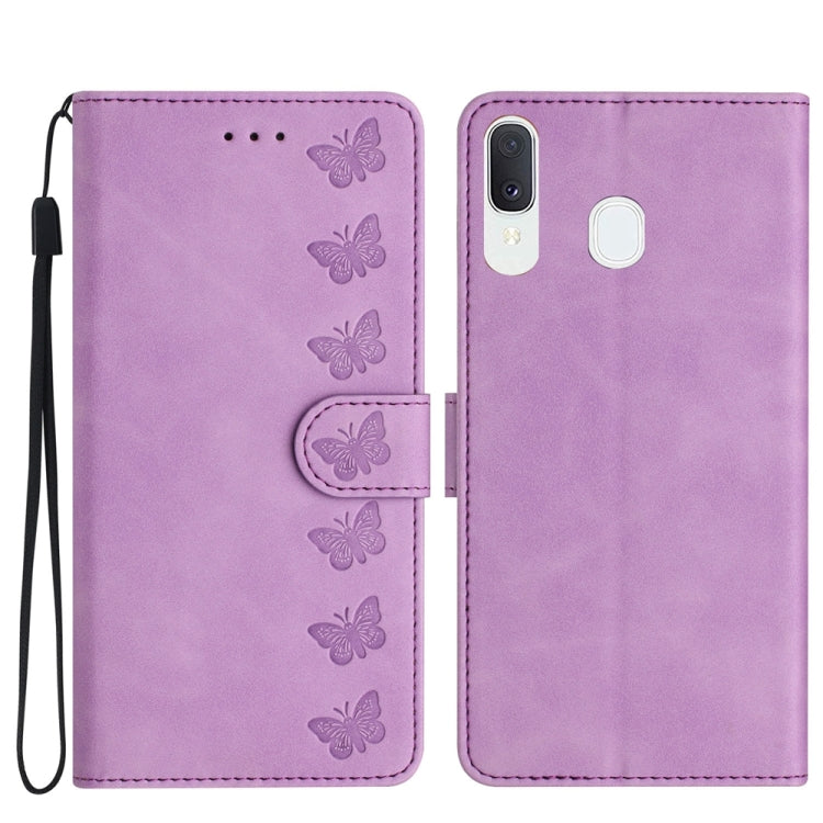 Seven Butterflies Embossed Leather Phone Case, For Samsung Galaxy A13 5G, For Samsung Galaxy A14 5G, For Samsung Galaxy A20 / A30, For Samsung Galaxy S24 5G, For Samsung Galaxy A05s, For Samsung Galaxy A20e, For Samsung Galaxy A20s���������������������...