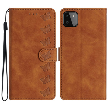 Seven Butterflies Embossed Leather Phone Case, For Samsung Galaxy A22 5G, For Samsung Galaxy A23 5G, For Samsung Galaxy A24 4G, For Samsung Galaxy A32 4G, For Samsung Galaxy A32 5G, For Samsung Galaxy A33 5G, For Samsung Galaxy A34, For Samsung Galaxy A40