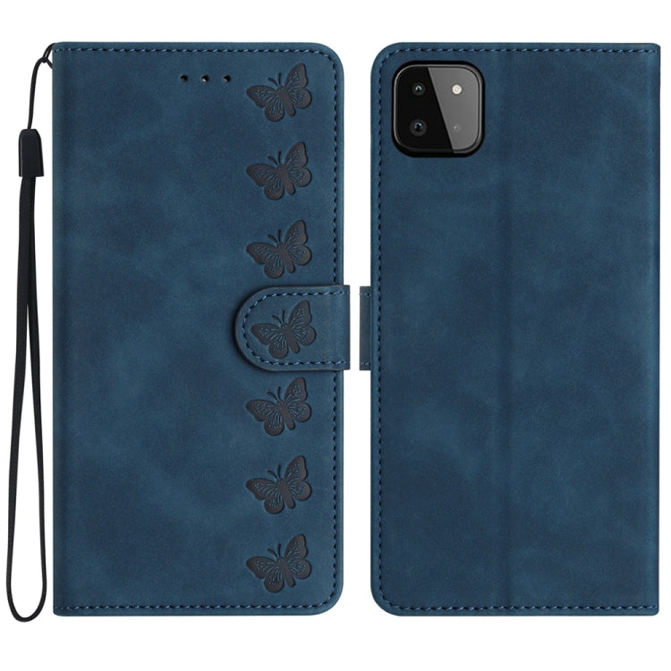 Seven Butterflies Embossed Leather Phone Case, For Samsung Galaxy A22 5G, For Samsung Galaxy A23 5G, For Samsung Galaxy A24 4G, For Samsung Galaxy A32 4G, For Samsung Galaxy A32 5G, For Samsung Galaxy A33 5G, For Samsung Galaxy A34, For Samsung Galaxy A40