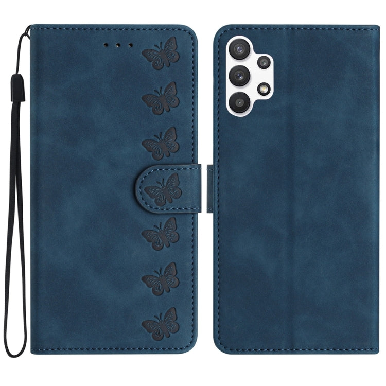 Seven Butterflies Embossed Leather Phone Case, For Samsung Galaxy A22 5G, For Samsung Galaxy A23 5G, For Samsung Galaxy A24 4G, For Samsung Galaxy A32 4G, For Samsung Galaxy A32 5G, For Samsung Galaxy A33 5G, For Samsung Galaxy A34, For Samsung Galaxy A40