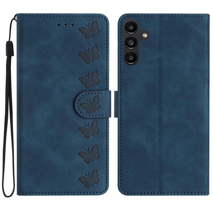Seven Butterflies Embossed Leather Phone Case, For Samsung Galaxy A22 5G, For Samsung Galaxy A23 5G, For Samsung Galaxy A24 4G, For Samsung Galaxy A32 4G, For Samsung Galaxy A32 5G, For Samsung Galaxy A33 5G, For Samsung Galaxy A34, For Samsung Galaxy A40