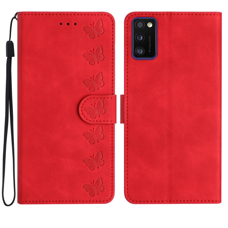 Seven Butterflies Embossed Leather Phone Case, For Samsung Galaxy A41, For Samsung Galaxy A42 5G, For Samsung Galaxy A50, For Samsung Galaxy A51, For Samsung Galaxy A52 5G, For Samsung Galaxy A53, For Samsung Galaxy A54, For Samsung Galaxy A70