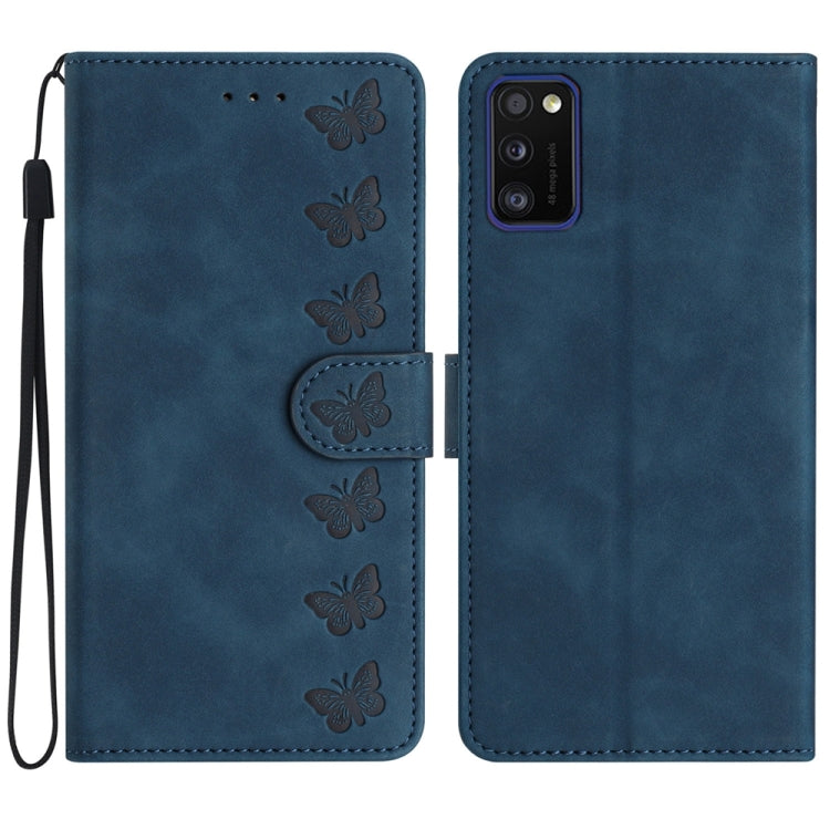Seven Butterflies Embossed Leather Phone Case, For Samsung Galaxy A41, For Samsung Galaxy A42 5G, For Samsung Galaxy A50, For Samsung Galaxy A51, For Samsung Galaxy A52 5G, For Samsung Galaxy A53, For Samsung Galaxy A54, For Samsung Galaxy A70