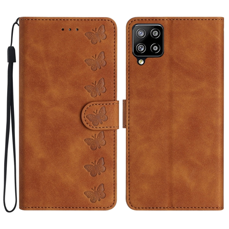 Seven Butterflies Embossed Leather Phone Case, For Samsung Galaxy A41, For Samsung Galaxy A42 5G, For Samsung Galaxy A50, For Samsung Galaxy A51, For Samsung Galaxy A52 5G, For Samsung Galaxy A53, For Samsung Galaxy A54, For Samsung Galaxy A70