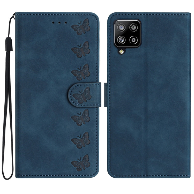 Seven Butterflies Embossed Leather Phone Case, For Samsung Galaxy A41, For Samsung Galaxy A42 5G, For Samsung Galaxy A50, For Samsung Galaxy A51, For Samsung Galaxy A52 5G, For Samsung Galaxy A53, For Samsung Galaxy A54, For Samsung Galaxy A70