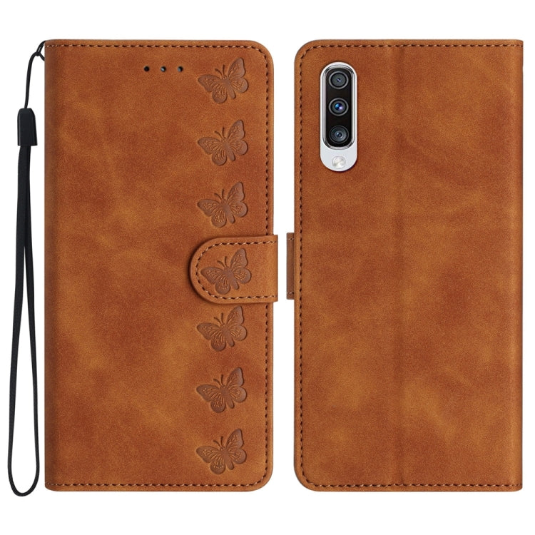 Seven Butterflies Embossed Leather Phone Case, For Samsung Galaxy A41, For Samsung Galaxy A42 5G, For Samsung Galaxy A50, For Samsung Galaxy A51, For Samsung Galaxy A52 5G, For Samsung Galaxy A53, For Samsung Galaxy A54, For Samsung Galaxy A70