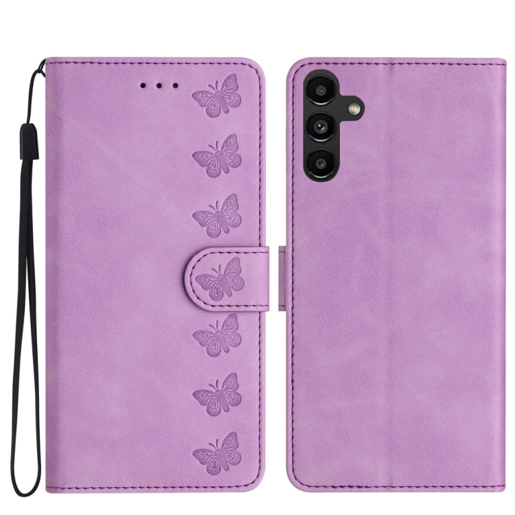 Seven Butterflies Embossed Leather Phone Case, For Samsung Galaxy A41, For Samsung Galaxy A42 5G, For Samsung Galaxy A50, For Samsung Galaxy A51, For Samsung Galaxy A52 5G, For Samsung Galaxy A53, For Samsung Galaxy A54, For Samsung Galaxy A70