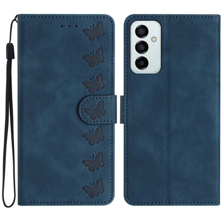 Seven Butterflies Embossed Leather Phone Case, For Samsung Galaxy A71, For Samsung Galaxy A72 5G, For Samsung Galaxy A73 5G, For Samsung Galaxy M23, For Samsung Galaxy M32, For Samsung Galaxy M52 5G, For Samsung Galaxy M53