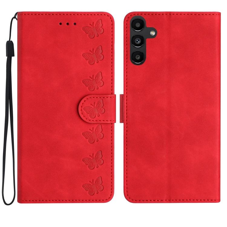 Seven Butterflies Embossed Leather Phone Case, For Samsung Galaxy A13 5G, For Samsung Galaxy A14 5G, For Samsung Galaxy A20 / A30, For Samsung Galaxy S24 5G, For Samsung Galaxy A05s, For Samsung Galaxy A20e, For Samsung Galaxy A20s���������������������...