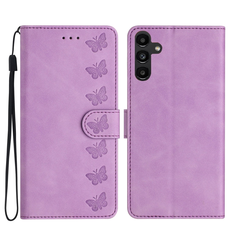 Seven Butterflies Embossed Leather Phone Case, For Samsung Galaxy A13 5G, For Samsung Galaxy A14 5G, For Samsung Galaxy A20 / A30, For Samsung Galaxy S24 5G, For Samsung Galaxy A05s, For Samsung Galaxy A20e, For Samsung Galaxy A20s���������������������...