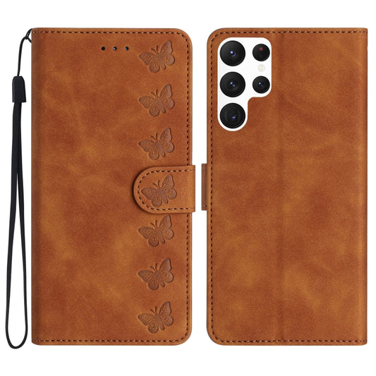 Seven Butterflies Embossed Leather Phone Case, For Samsung Galaxy S24 Ultra 5G, For Samsung Galaxy A25 5G, For Samsung Galaxy A02s 164mm, For Samsung Galaxy A15, For Samsung Galaxy A02s EU Version, For Samsung Galaxy A03, For Samsung Galaxy A03 Core���...