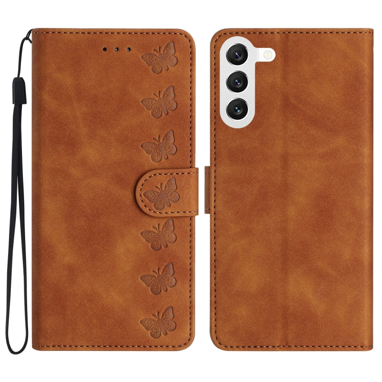 Seven Butterflies Embossed Leather Phone Case, For Samsung Galaxy A13 5G, For Samsung Galaxy A14 5G, For Samsung Galaxy A20 / A30, For Samsung Galaxy S24 5G, For Samsung Galaxy A05s, For Samsung Galaxy A20e, For Samsung Galaxy A20s���������������������...