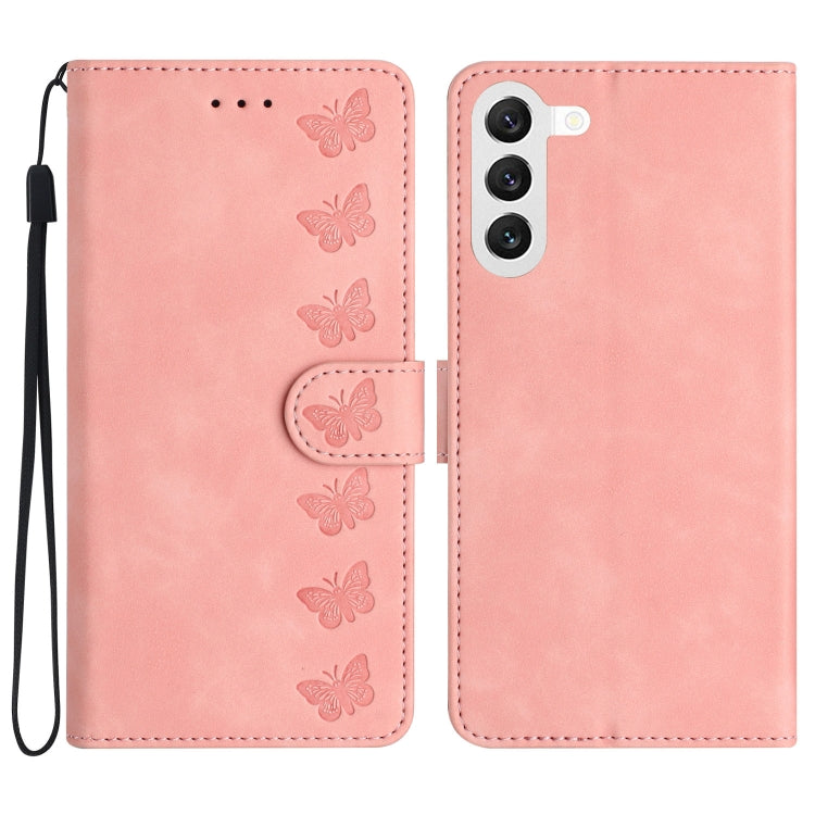 Seven Butterflies Embossed Leather Phone Case, For Samsung Galaxy A13 5G, For Samsung Galaxy A14 5G, For Samsung Galaxy A20 / A30, For Samsung Galaxy S24 5G, For Samsung Galaxy A05s, For Samsung Galaxy A20e, For Samsung Galaxy A20s���������������������...
