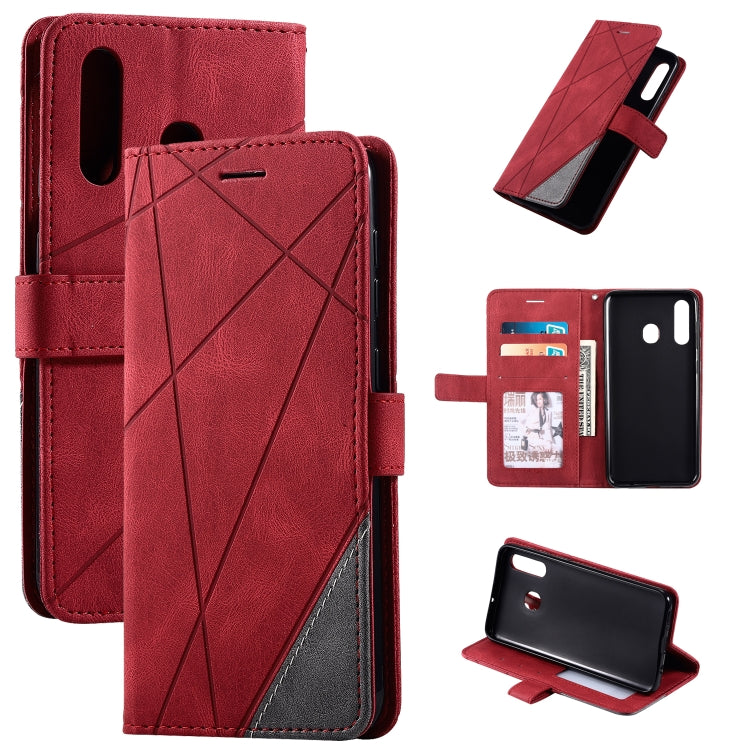 Skin Feel Splicing Horizontal Flip Leather Case with Holder & Card Slots & Wallet & Photo Frame, For Samsung Galaxy A20, For Samsung Galaxy A20e