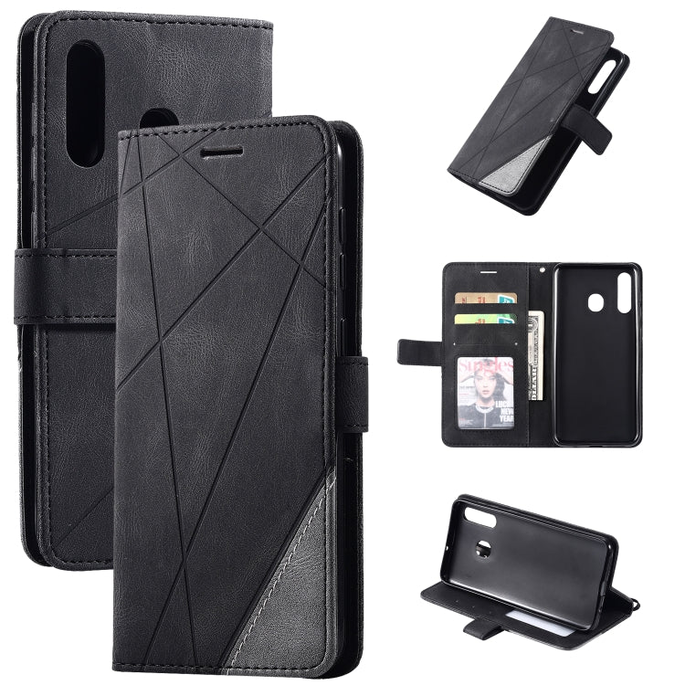 Skin Feel Splicing Horizontal Flip Leather Case with Holder & Card Slots & Wallet & Photo Frame, For Samsung Galaxy A20, For Samsung Galaxy A20e