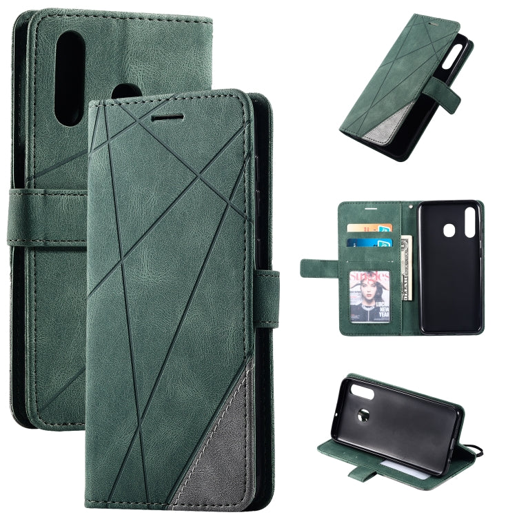 Skin Feel Splicing Horizontal Flip Leather Case with Holder & Card Slots & Wallet & Photo Frame, For Samsung Galaxy A20, For Samsung Galaxy A20e