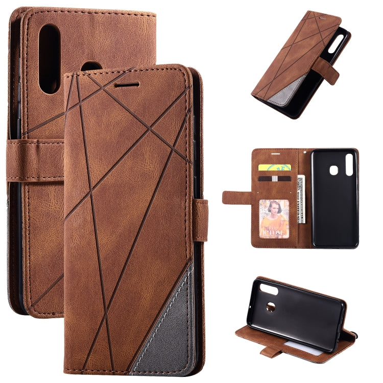 Skin Feel Splicing Horizontal Flip Leather Case with Holder & Card Slots & Wallet & Photo Frame, For Samsung Galaxy A20, For Samsung Galaxy A20e