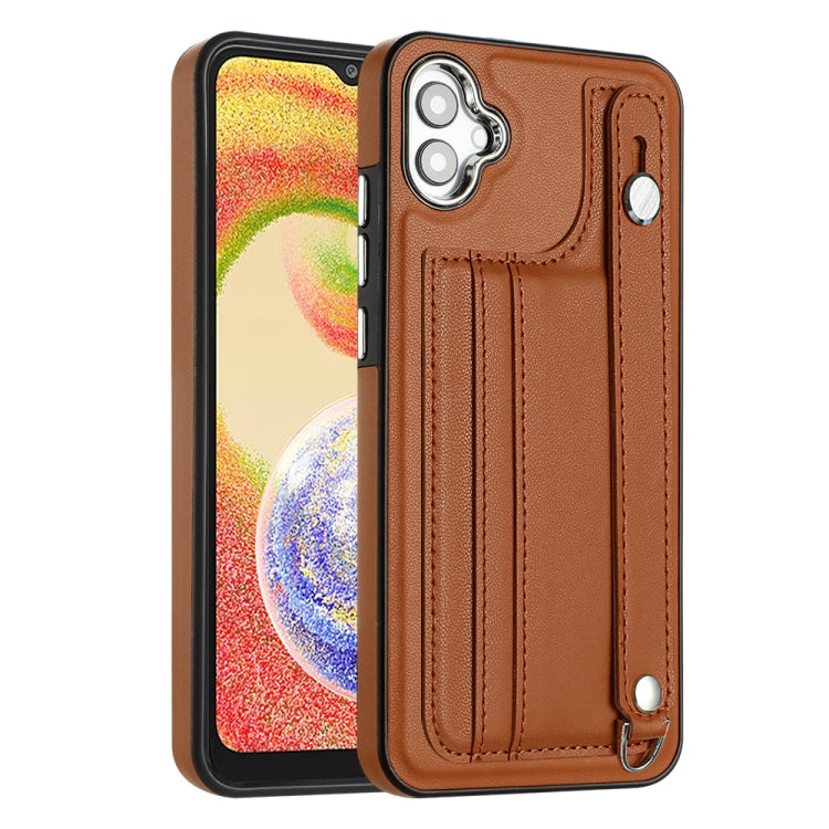 Shockproof Leather Phone Case with Wrist Strap, For Samsung Galaxy A04E / F04 / M04, For Samsung Galaxy A14 4G / A14 5G, For Samsung Galaxy A34 5G, For Samsung Galaxy A54 5G, For Samsung Galaxy S23 Ultra, For Samsung Galaxy S23, For Samsung Galaxy A04 ...