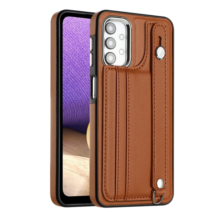 Shockproof Leather Phone Case with Wrist Strap, For Samsung Galaxy A23 4G / F23 5G / M23 5G, For Samsung Galaxy A53 5G, For Samsung Galaxy A73 5G, For Samsung Galaxy A33 5G, For Samsung Galaxy A13 4G, For Samsung Galaxy S22 Ultra 5G��������������������...