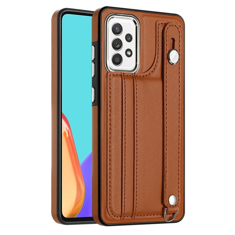Shockproof Leather Phone Case with Wrist Strap, For Samsung Galaxy A23 4G / F23 5G / M23 5G, For Samsung Galaxy A53 5G, For Samsung Galaxy A73 5G, For Samsung Galaxy A33 5G, For Samsung Galaxy A13 4G, For Samsung Galaxy S22 Ultra 5G��������������������...