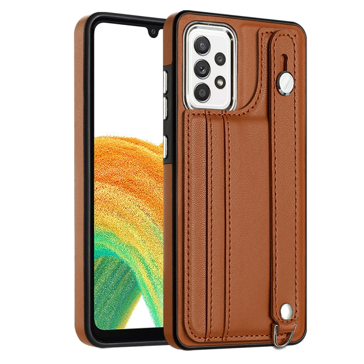 Shockproof Leather Phone Case with Wrist Strap, For Samsung Galaxy A23 4G / F23 5G / M23 5G, For Samsung Galaxy A53 5G, For Samsung Galaxy A73 5G, For Samsung Galaxy A33 5G, For Samsung Galaxy A13 4G, For Samsung Galaxy S22 Ultra 5G��������������������...