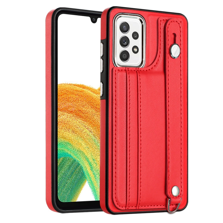 Shockproof Leather Phone Case with Wrist Strap, For Samsung Galaxy A23 4G / F23 5G / M23 5G, For Samsung Galaxy A53 5G, For Samsung Galaxy A73 5G, For Samsung Galaxy A33 5G, For Samsung Galaxy A13 4G, For Samsung Galaxy S22 Ultra 5G��������������������...