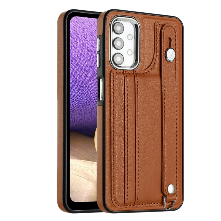 Shockproof Leather Phone Case with Wrist Strap, For Samsung Galaxy A23 4G / F23 5G / M23 5G, For Samsung Galaxy A53 5G, For Samsung Galaxy A73 5G, For Samsung Galaxy A33 5G, For Samsung Galaxy A13 4G, For Samsung Galaxy S22 Ultra 5G��������������������...