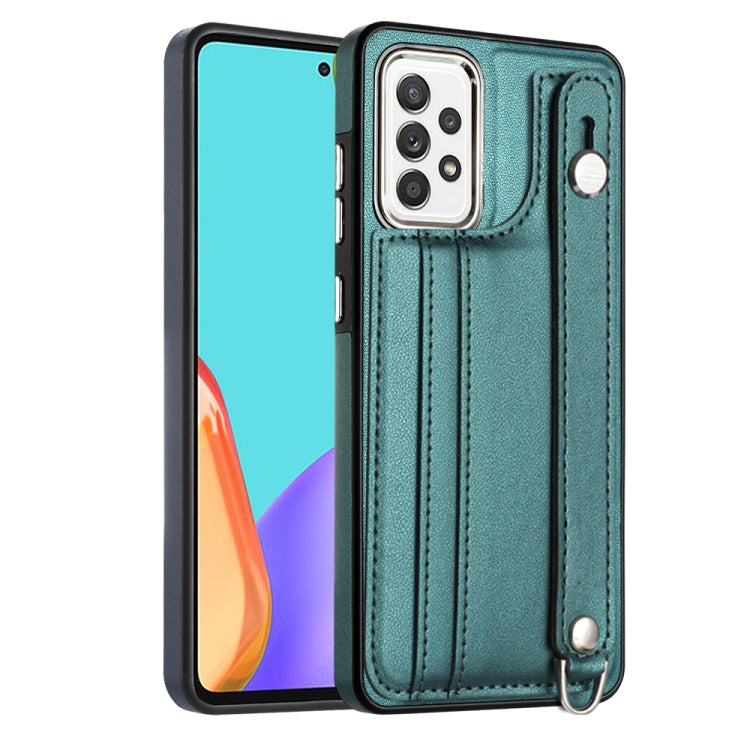 Shockproof Leather Phone Case with Wrist Strap, For Samsung Galaxy A22 5G, For Samsung Galaxy S21 FE 5G, For Samsung Galaxy A32 4G, For Samsung Galaxy A72 4G / A72 5G, For Samsung Galaxy A52 4G / A52 5G, For Samsung Galaxy A12 4G / M12�����������������...