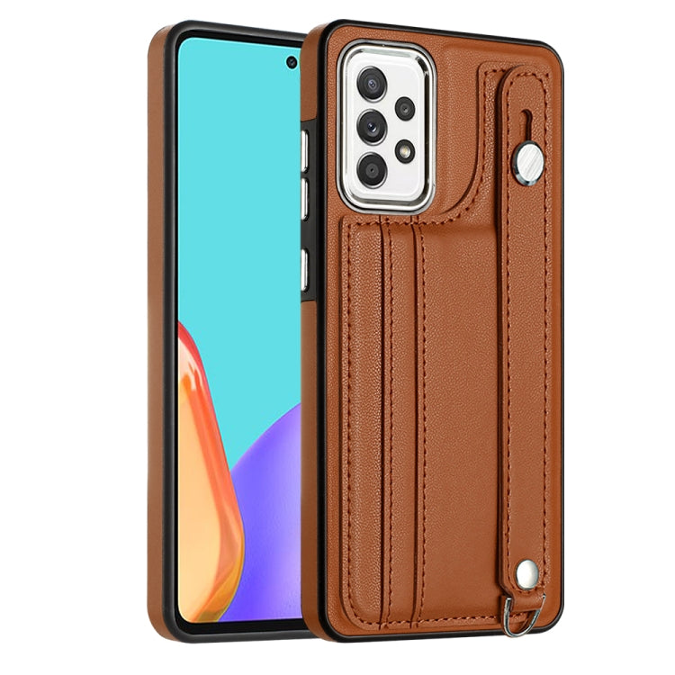 Shockproof Leather Phone Case with Wrist Strap, For Samsung Galaxy A22 5G, For Samsung Galaxy S21 FE 5G, For Samsung Galaxy A32 4G, For Samsung Galaxy A72 4G / A72 5G, For Samsung Galaxy A52 4G / A52 5G, For Samsung Galaxy A12 4G / M12�����������������...