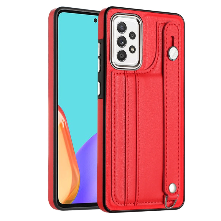 Shockproof Leather Phone Case with Wrist Strap, For Samsung Galaxy A22 5G, For Samsung Galaxy S21 FE 5G, For Samsung Galaxy A32 4G, For Samsung Galaxy A72 4G / A72 5G, For Samsung Galaxy A52 4G / A52 5G, For Samsung Galaxy A12 4G / M12�����������������...