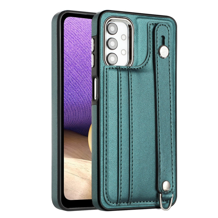 Shockproof Leather Phone Case with Wrist Strap, For Samsung Galaxy A22 5G, For Samsung Galaxy S21 FE 5G, For Samsung Galaxy A32 4G, For Samsung Galaxy A72 4G / A72 5G, For Samsung Galaxy A52 4G / A52 5G, For Samsung Galaxy A12 4G / M12�����������������...