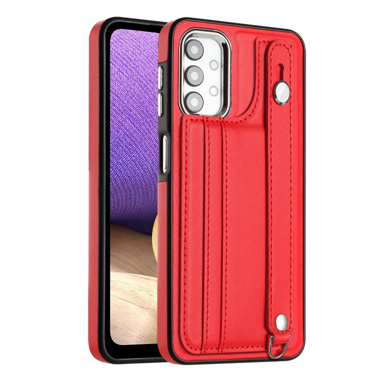 Shockproof Leather Phone Case with Wrist Strap, For Samsung Galaxy A22 5G, For Samsung Galaxy S21 FE 5G, For Samsung Galaxy A32 4G, For Samsung Galaxy A72 4G / A72 5G, For Samsung Galaxy A52 4G / A52 5G, For Samsung Galaxy A12 4G / M12�����������������...