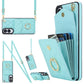 Rhombic Texture Card Bag Phone Case with Long Lanyard