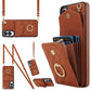 Rhombic Texture Card Bag Phone Case with Long Lanyard