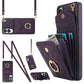 Rhombic Texture Card Bag Phone Case with Long Lanyard