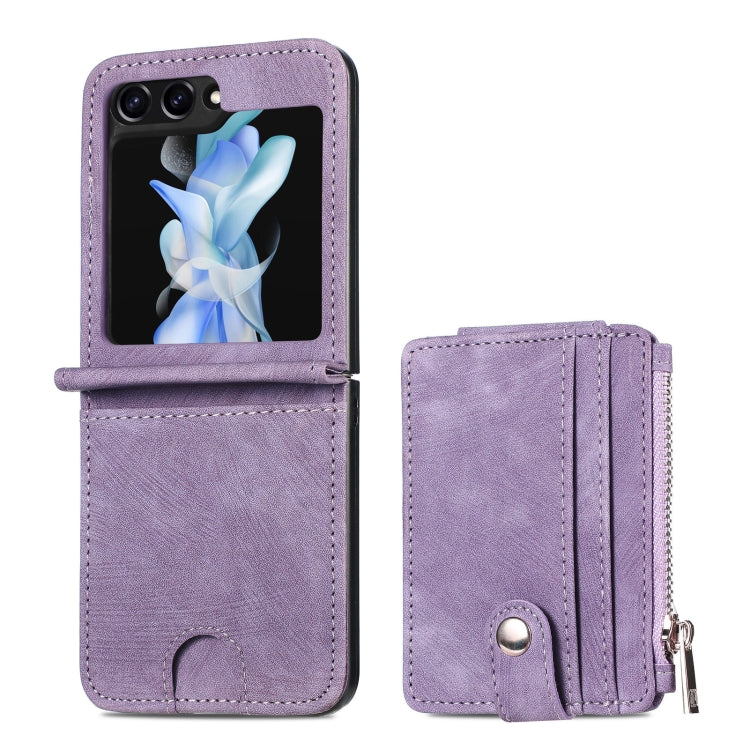 Skin-feel PU Zipper Wallet Phone Case, For Samsung Galaxy Z Flip5
