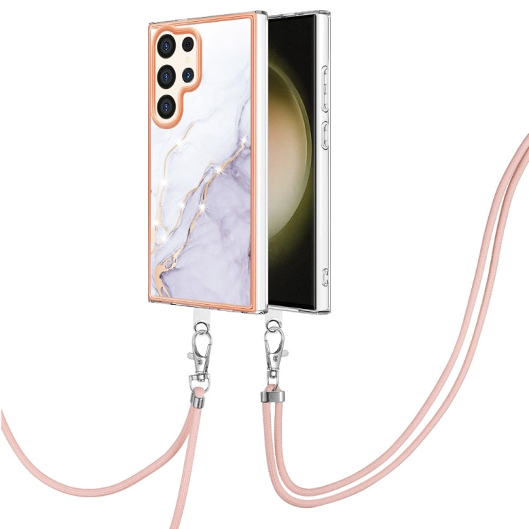 Electroplating Marble Dual-side IMD Phone Case with Lanyard