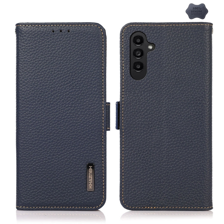 KHAZNEH Side-Magnetic Litchi Genuine Leather RFID Phone Case