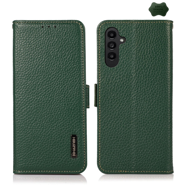 KHAZNEH Side-Magnetic Litchi Genuine Leather RFID Phone Case